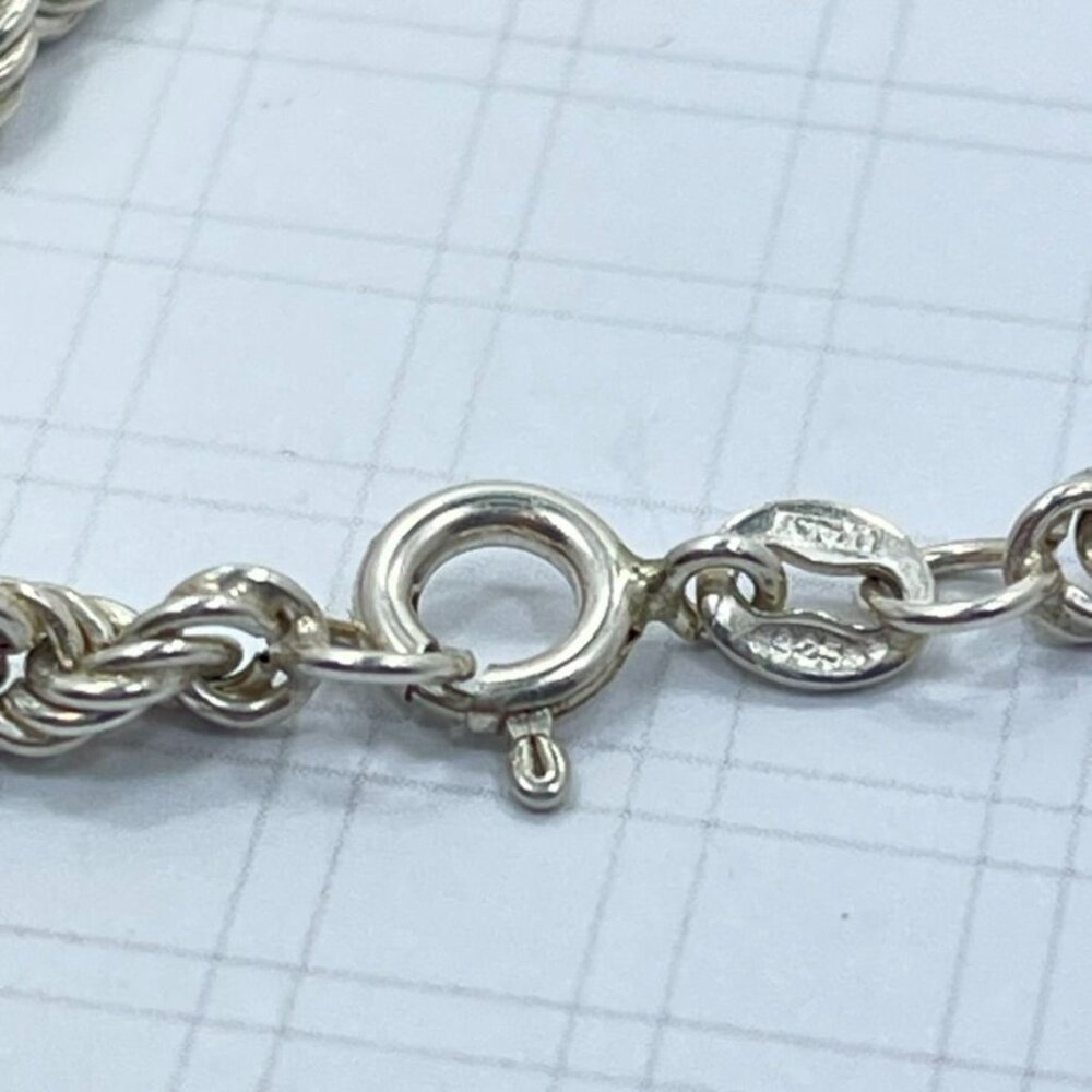 Vintage Italian Sterling Silver Rope Chain Necklace 925 Italy 20 Inch Solid - Picture 3 of 4